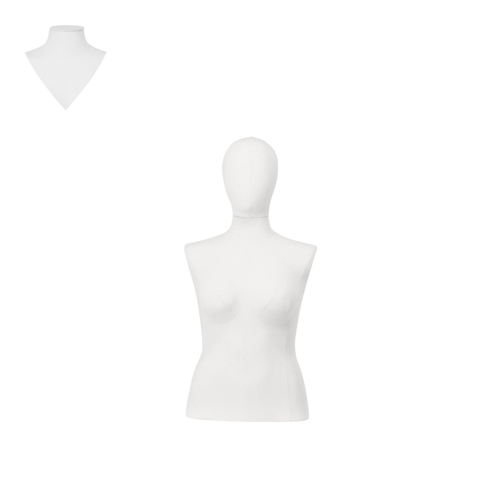 BINK - Buste couture, grand taille, coupé en bas des hanches, femme, recouvert du tissu blanc, taille 40-42, tête amovible