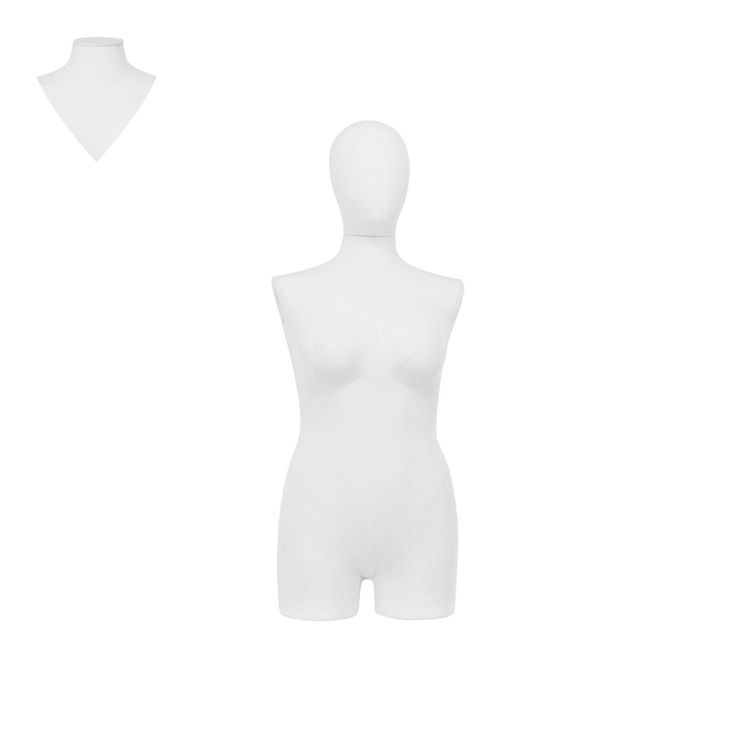 BINK - Dress form with legs, female, plus size, size 40-42, covered with white woven fabric, removable head