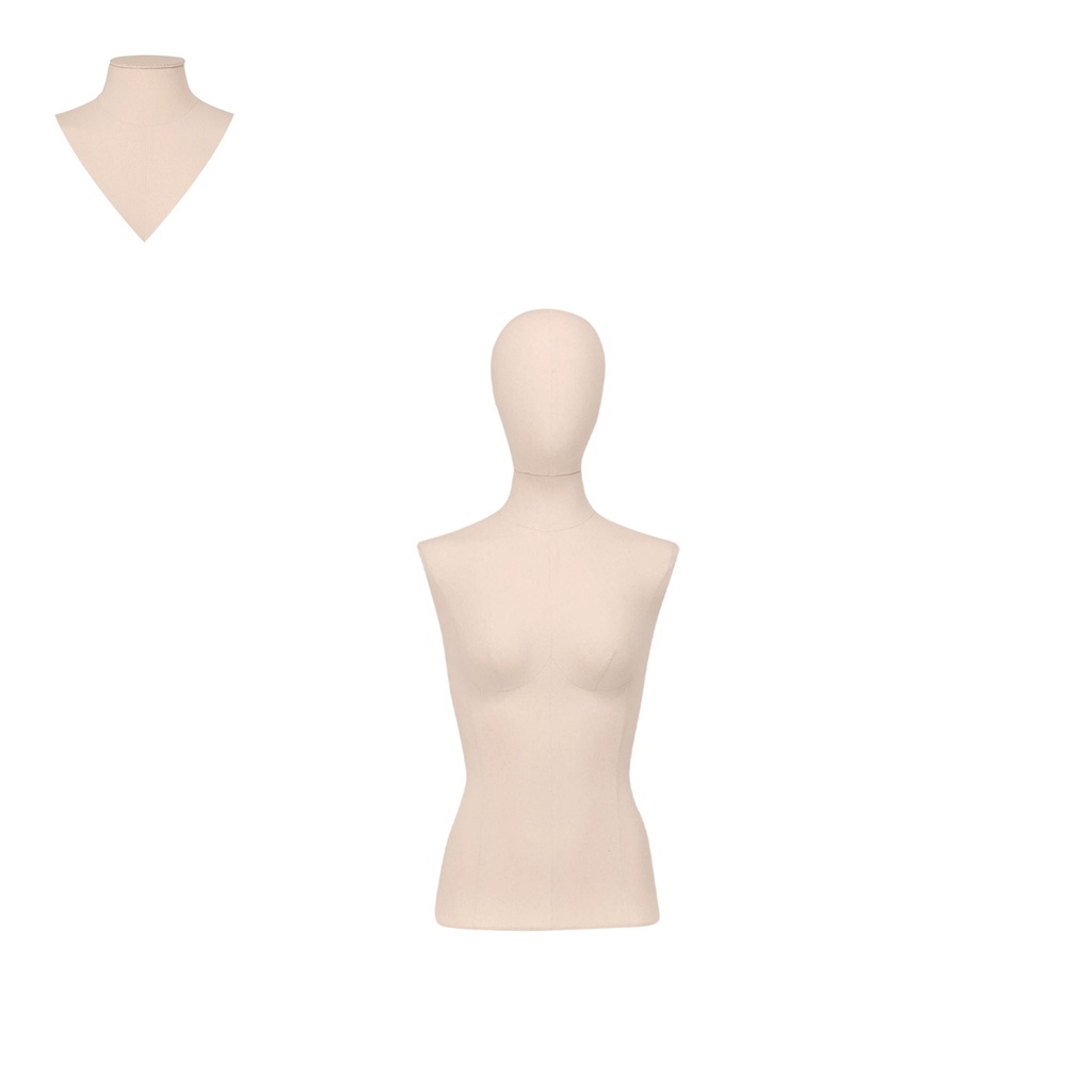 BINK - Dress form without legs, female, size 36, covered with ecru woven fabric, removable head