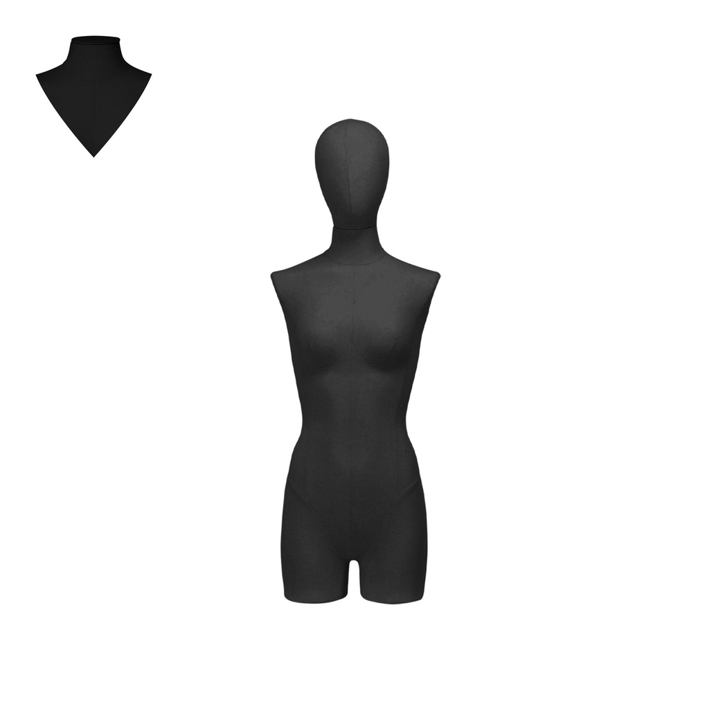 BINK - Dress form with legs, female, size 36, covered with black woven fabric, removable head