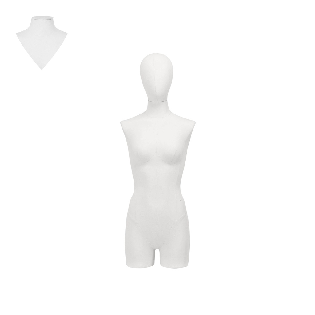 BINK - Dress form with legs, female, size 36, covered with white woven fabric, removable head
