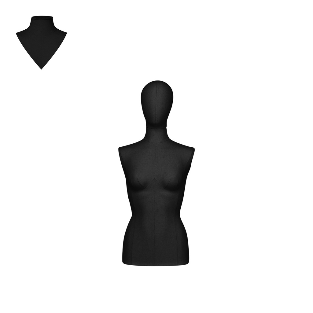 BINK - Dress form without legs, female, size 38, covered with black woven fabric, removable head