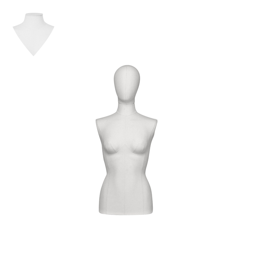 BINK - Dress form without legs, female, size 38, covered with white woven fabric, removable head