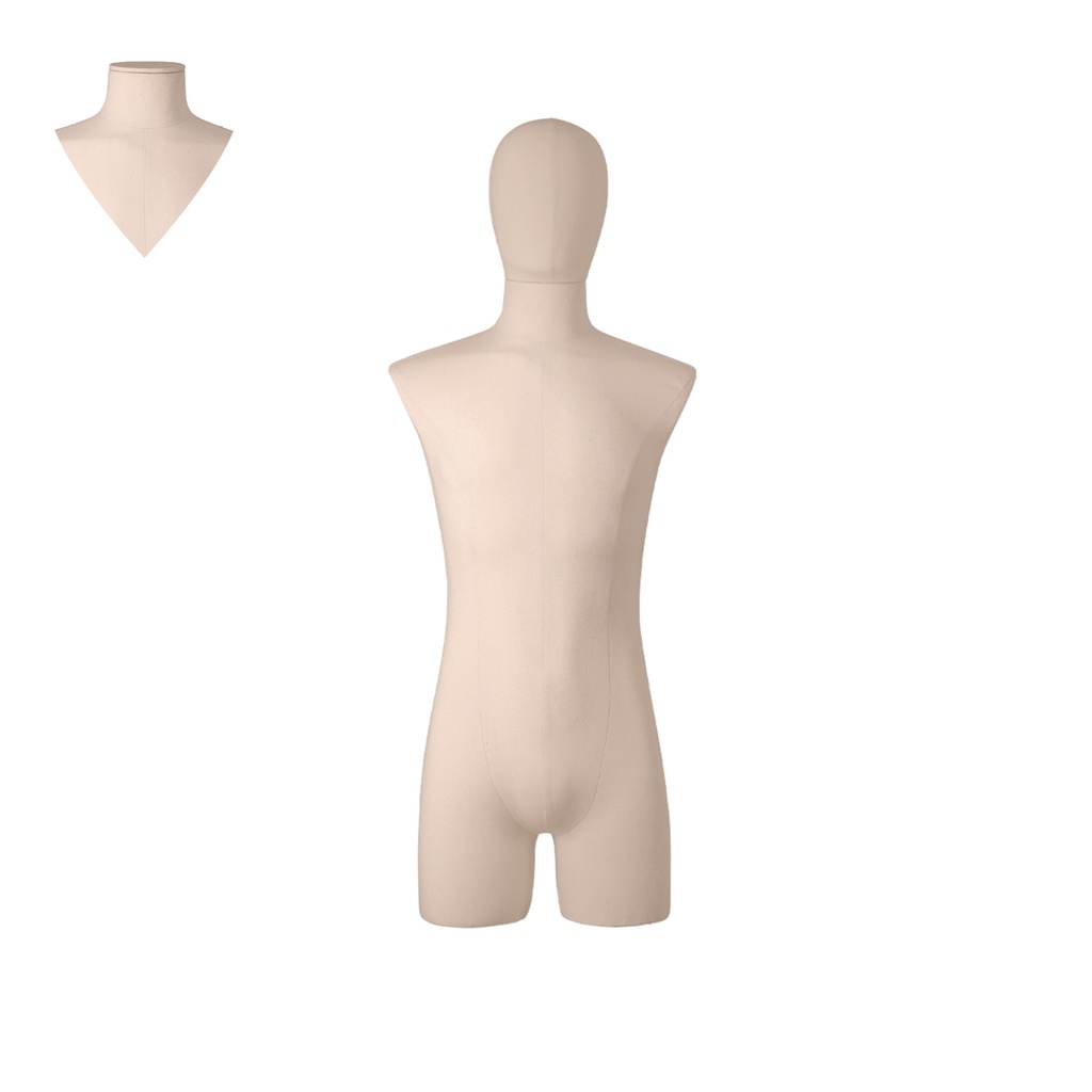 BINK - Dress form with legs, male, size M, covered with ecru woven fabric, removable head