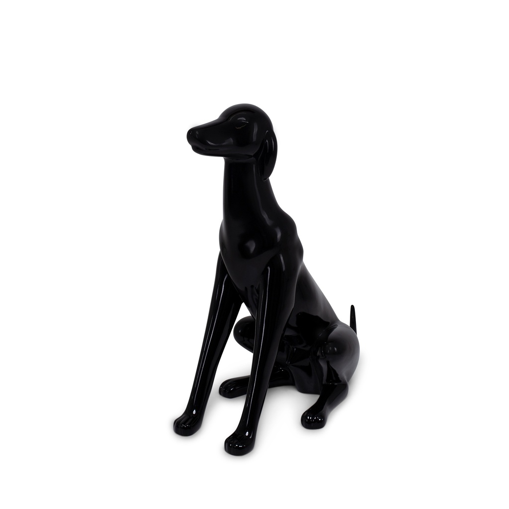 BINK - Dog mannequin display, prop, plastic, black high gloss, seated pose