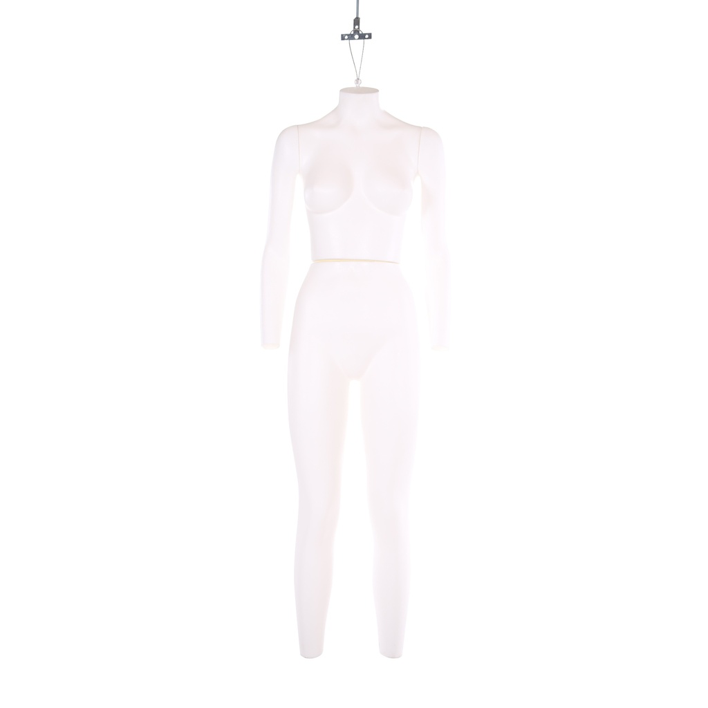 Plastic female mannequin, including hanging system