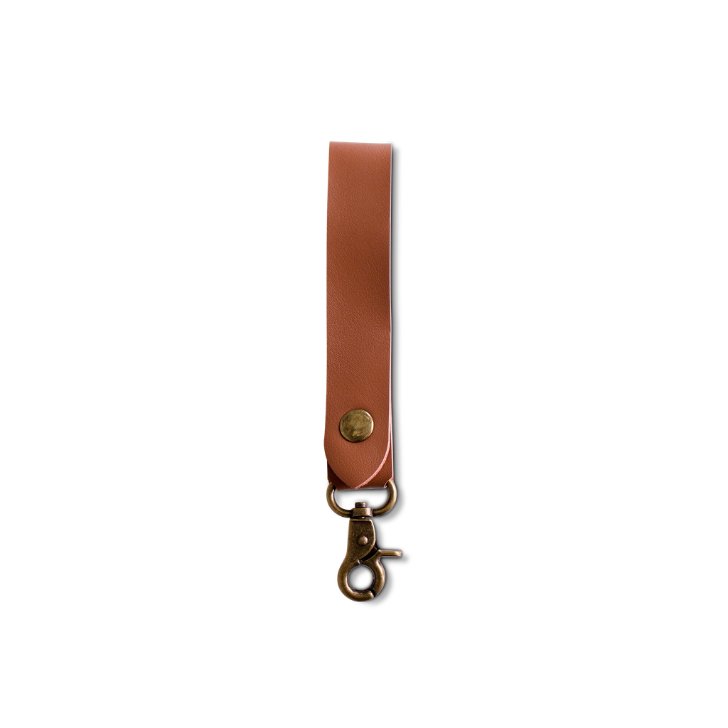 BINK - Brown leather hangloop with press button and clip - box of 10 pcs