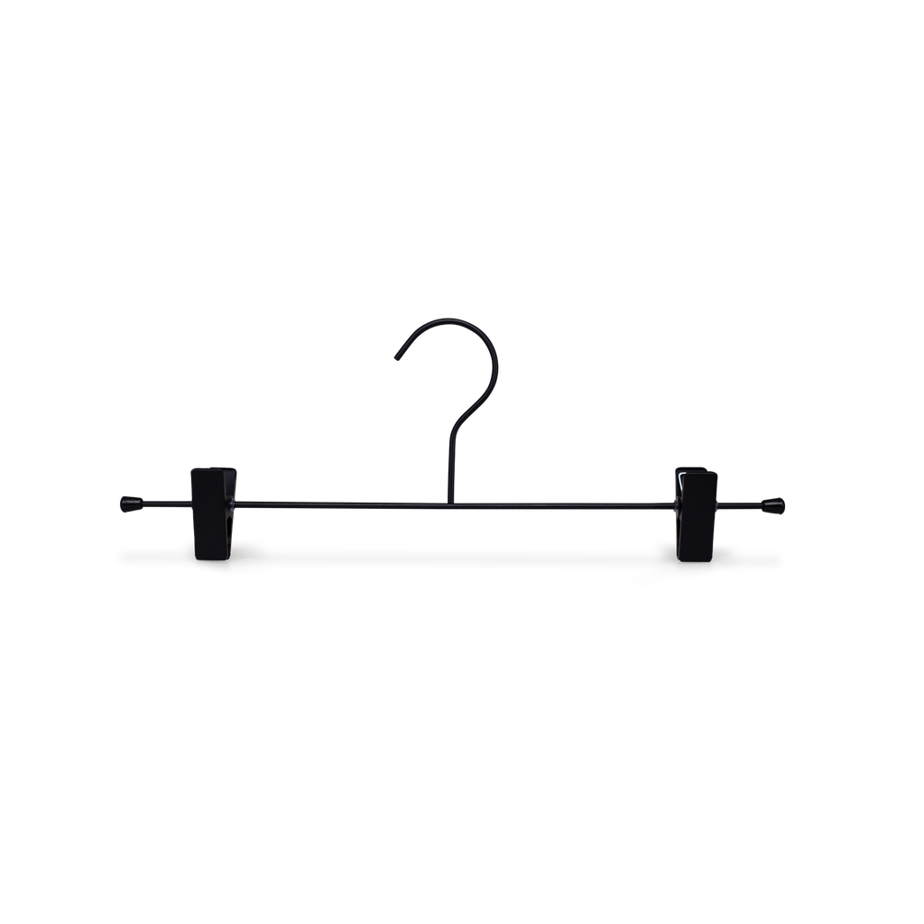 BINK - Metal clip clothes hanger, 2 clips, for trousers and skirts, length 35cm, black - box of 50 pcs