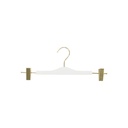 Clothing hanger with clips for adult clothes, white, 34 cm, gold-plated chrome hook - box of 100 pieces