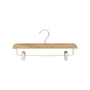 Clothes hanger with clips for adult clothes, lotus wood, clear varnish, 36 cm, matt hook - box of 50 pcs
