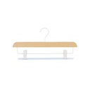 Beech wood clothes hangers with clips, beech wood, 36cm, white hook - box of 50 pcs