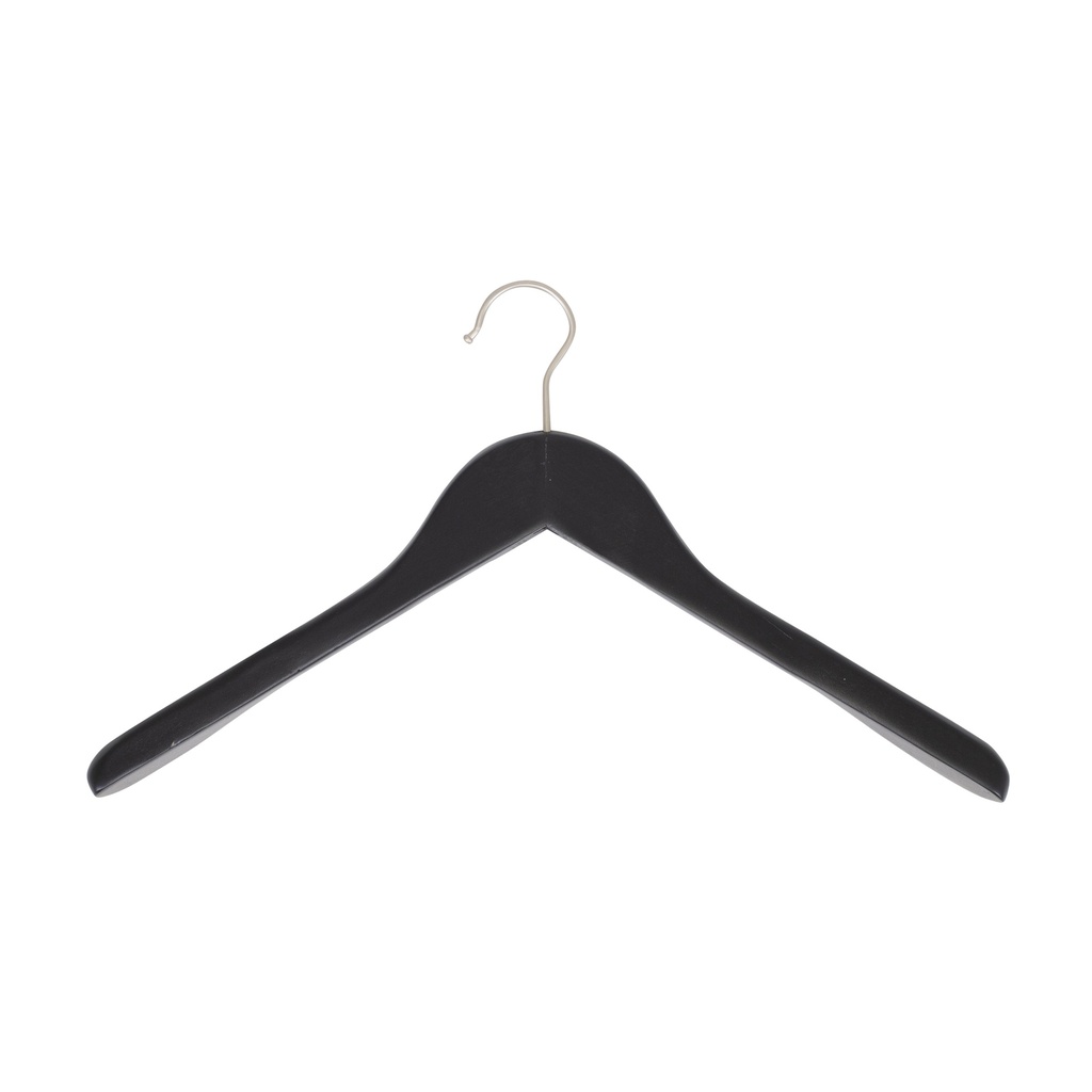 Cloth hanger, lotus wood, hook nickel, black mat - box of 50 pcs.