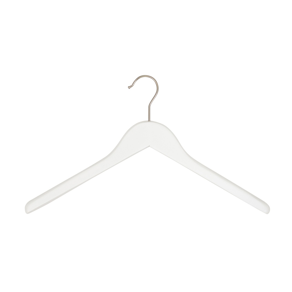 BINK - White clothes hanger for blazer, 3 cm shoulder width, 41 cm, lotus wood, white matt finish, matt hook - box of 50 pcs