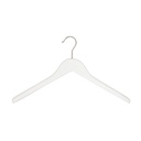 White clothes hanger for blazer, 3 cm shoulder width, 41 cm, lotus wood, white matt finish, matt hook - box of 50 pcs