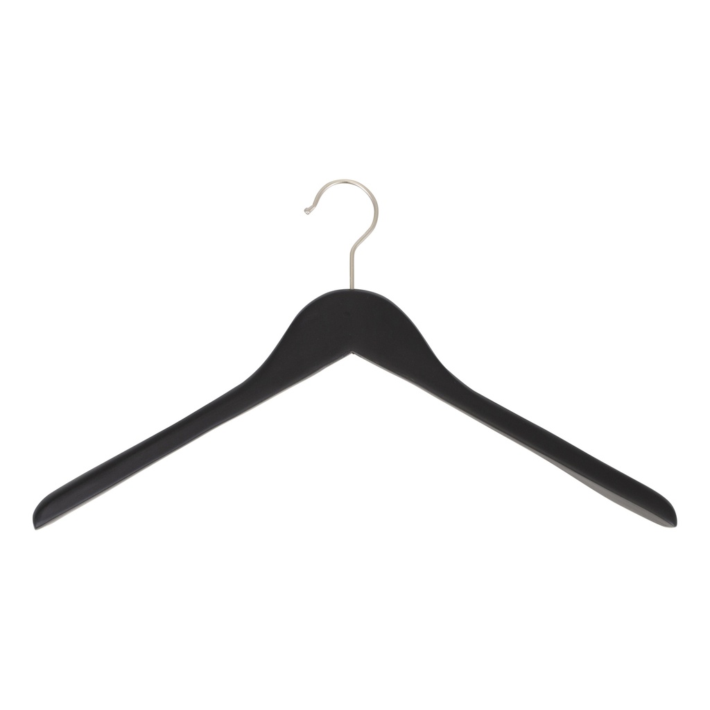 BINK - Black clothes hanger for blazer, 3 cm shoulder width, 44 cm, lotus wood, matt black finish, matt hook - box of 50 pcs