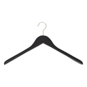 Black clothes hanger for blazer, 3 cm shoulder width, 44 cm, lotus wood, matt black finish, matt hook - box of 50 pcs