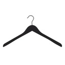 Soft touch clothes hanger for blazer, 3 cm shoulder width, 44 cm, black, black hook - box of 50 pcs