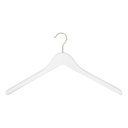 White clothes hanger for blazer, 3 cm shoulder width, 44 cm, lotus wood, white matt finish, matt hook - box of 50 pcs