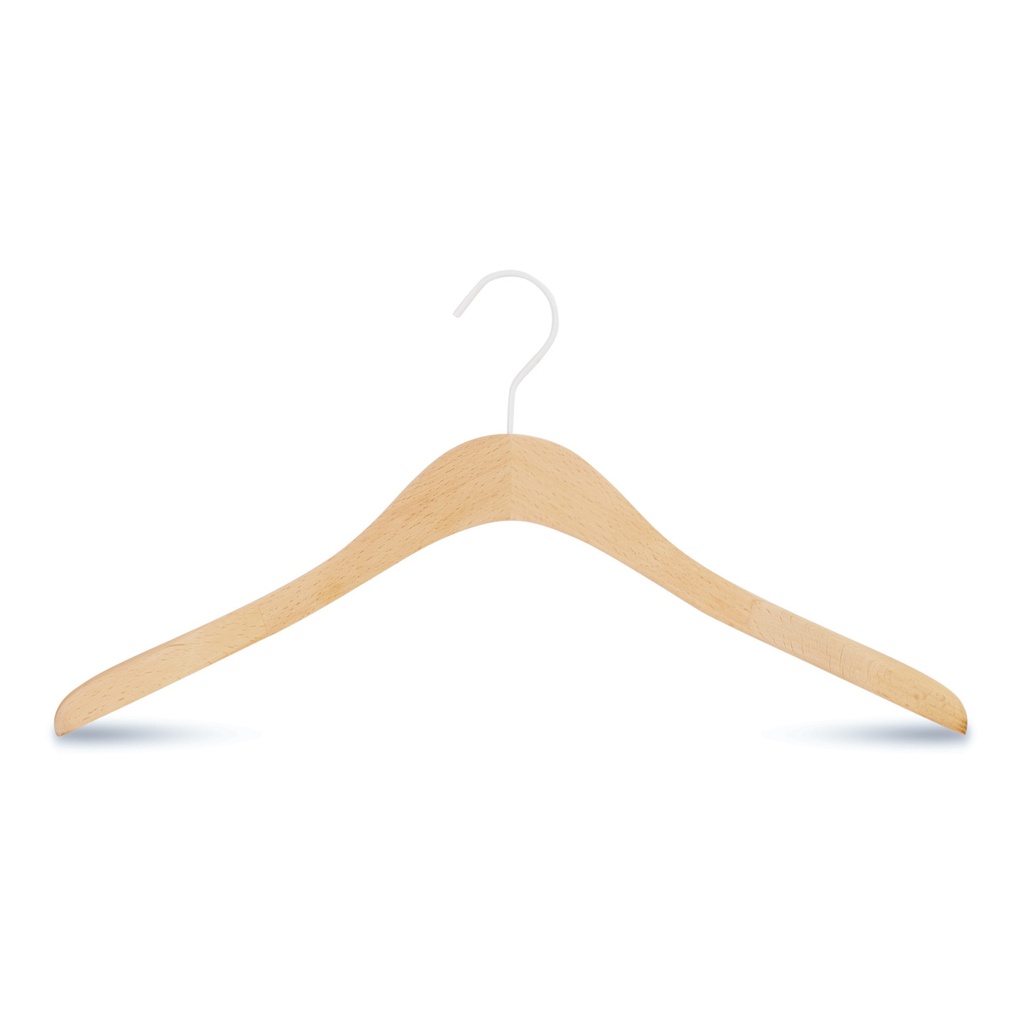 BINK - Beech wood clothes hanger straight, 3 cm shoulder width, 41cm, white hook - box of 50 pcs
