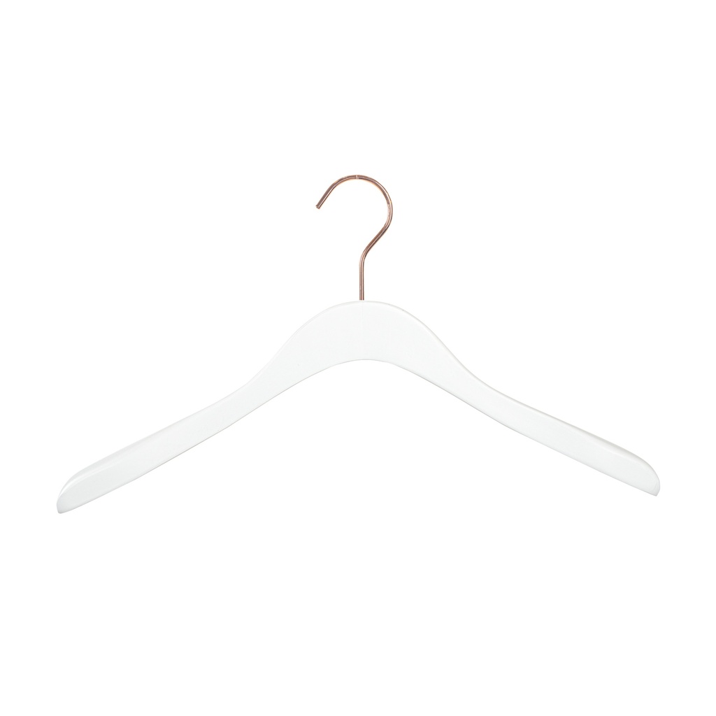 BINK - White clothing hanger straight, 3 cm shoulder width, 41cm, rose gold hook - box of 50 pcs