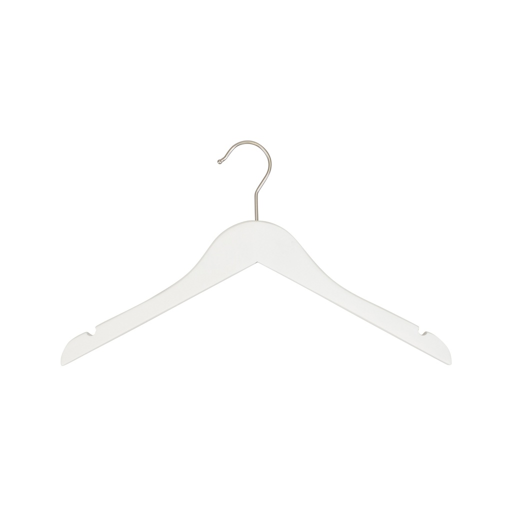 BINK - White clothes hanger, width 38 cm, lotus wood, nickel hook - box of 100 pcs
