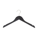 Black clothes hanger for women's clothes, lotus wood, matt black finish, 41 cm, matt hook - box of 100 pcs