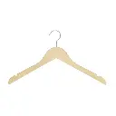Percha de madera de loto con acabado natural barnizado para ropa de mujeres, 41 cm de ancho, gancho brillante - caja de 100 unidades.