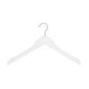 White clothes hanger for women's clothes, lotus wood, white matt finish, 41 cm, matt hook, no notches - box of 100 pcs