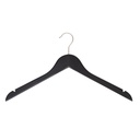 Black clothes hanger for adult clothes, lotus wood, black matt finish, 44cm, shiny hook - box of 100 pcs