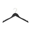 Black clothes hanger with anti-slip for women's clothes, lotus wood, black matt finish, 41 cm, matt hook - box of 100 pcs