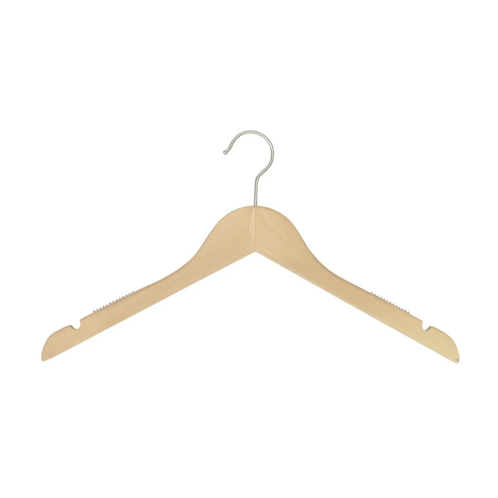 BINK - Clothes hanger with anti-slip for women's clothes, lotus wood, clear varnish, 41 cm, matt hook - box of 100 pcs