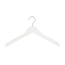 White clothes hanger with anti-slip for women's clothes, lotus wood, white matt finish, 41 cm, matt hook - box of 100 pcs