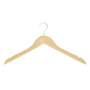 Clothes hanger with anti-slip for adult clothes, lotus wood, clear varnish, 44 cm, shiny hook - box of 100 pcs