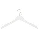 White clothes hanger with anti-slip for adult clothes, lotus wood, white matt finish, 44 cm, matt hook - box of 100 pcs