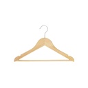 Clothes hanger with anti-slip trouser bar for children's clothes, lotus wood, clear varnish, 35 cm, shiny hook - box of 100 pcs