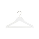White clothes hanger with anti-slip trouser bar for children's clothes, lotus wood, matt white finish, 35 cm, matt hook - box of 100 pcs