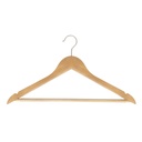 Clothes hanger with anti-slip trouser bar for adult clothes, lotus wood, clear varnish, 44 cm, matt hook - box of 100 pcs