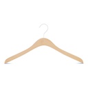 Beech wood clothes hanger straight for women's clothes, 41 cm, white hook - box of 50 pcs