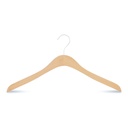 Beech wood clothes hanger straight for women's clothes, 44 cm, white hook - box of 50 pcs