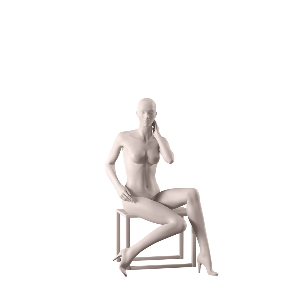 BINK - Lingerie mannequin, female, B-cup, nude skin color mat, seated pose 08B