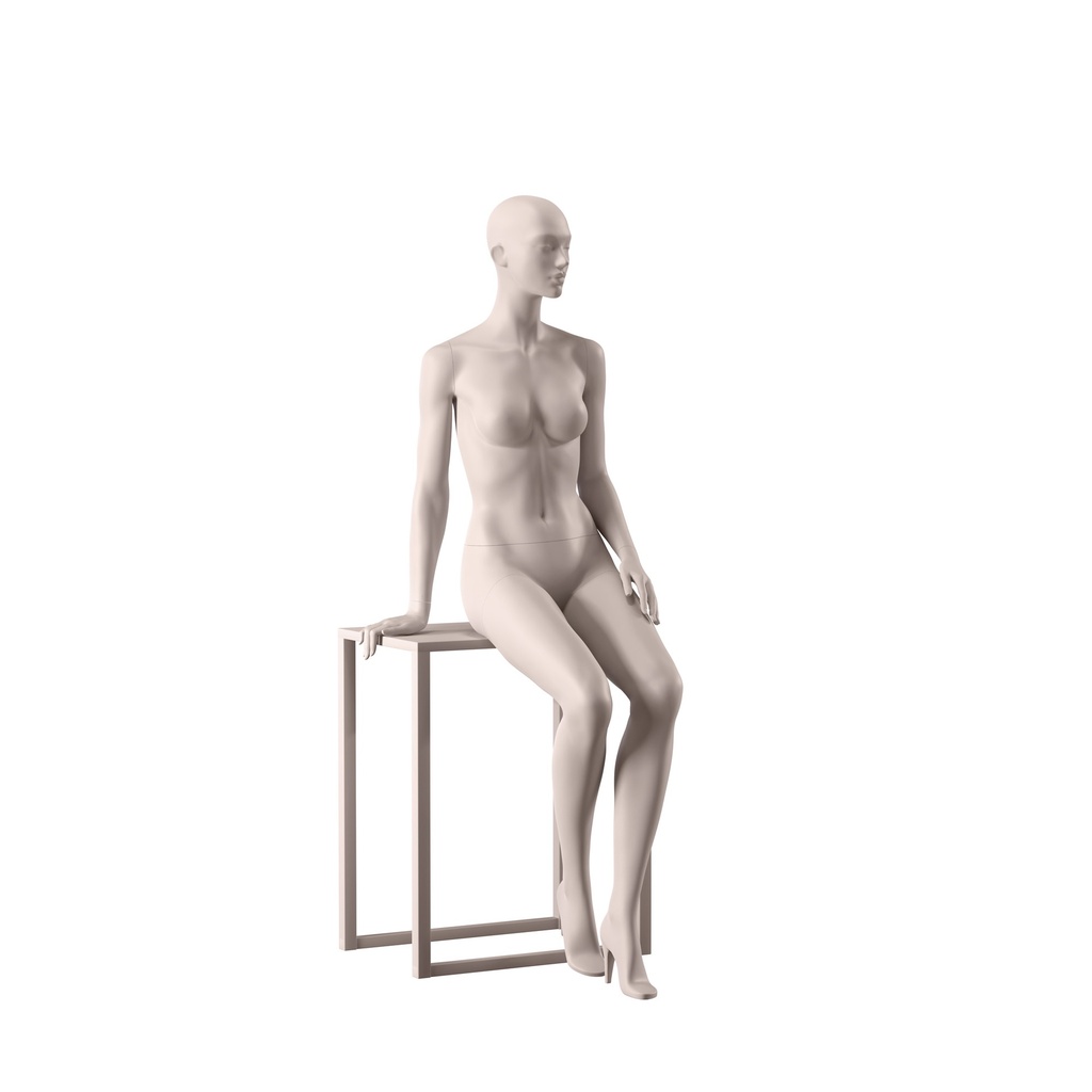 BINK - Lingerie mannequin, female, B-cup, nude skin color mat, seated pose 10B