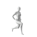 Workout lunges sports female mannequin, grey, abstract head, standing pose 06