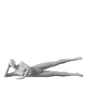 Workout sport mannequin, female, grey, abstract head, lying pose 08