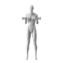 Fitness mannequin, female, grey, abstract head, standing pose 12