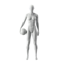 Ball sports mannequin, female, grey, abstract head, standing pose 16