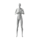 Yoga sport mannequin, female, grey, abstract head, standing pose 17