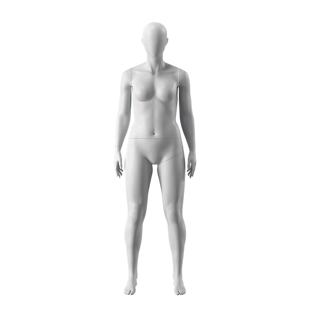 BINK - Plus size sport mannequin, female, grey, abstract head, standing pose 19