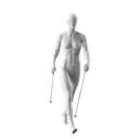 Trekking sport mannequin, female, grey, abstract head, standing pose 23