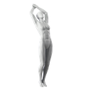 Diving sport mannequin, female, grey, abstract head, standing pose 24