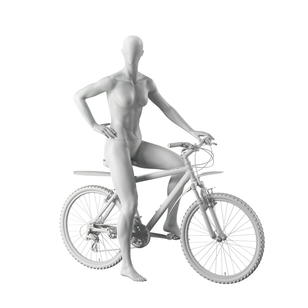 BINK - Cycling sport mannequin, female, grey, abstract head, standing posse 28